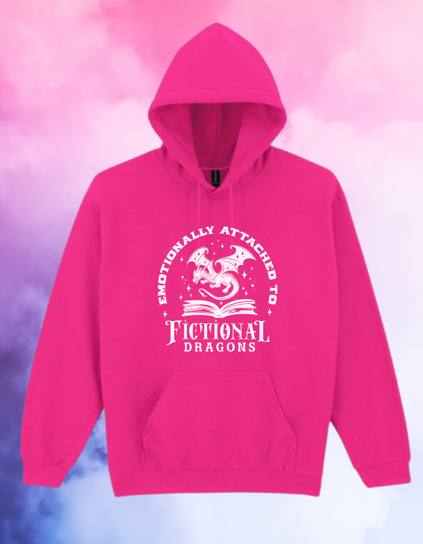 Emotionally Attached to Fictional Dragons Hoodie – Fantasy Book Lover Gift – Black Gothic Hoodie for Readers – Cosy Unisex Bookish Sweatshirt