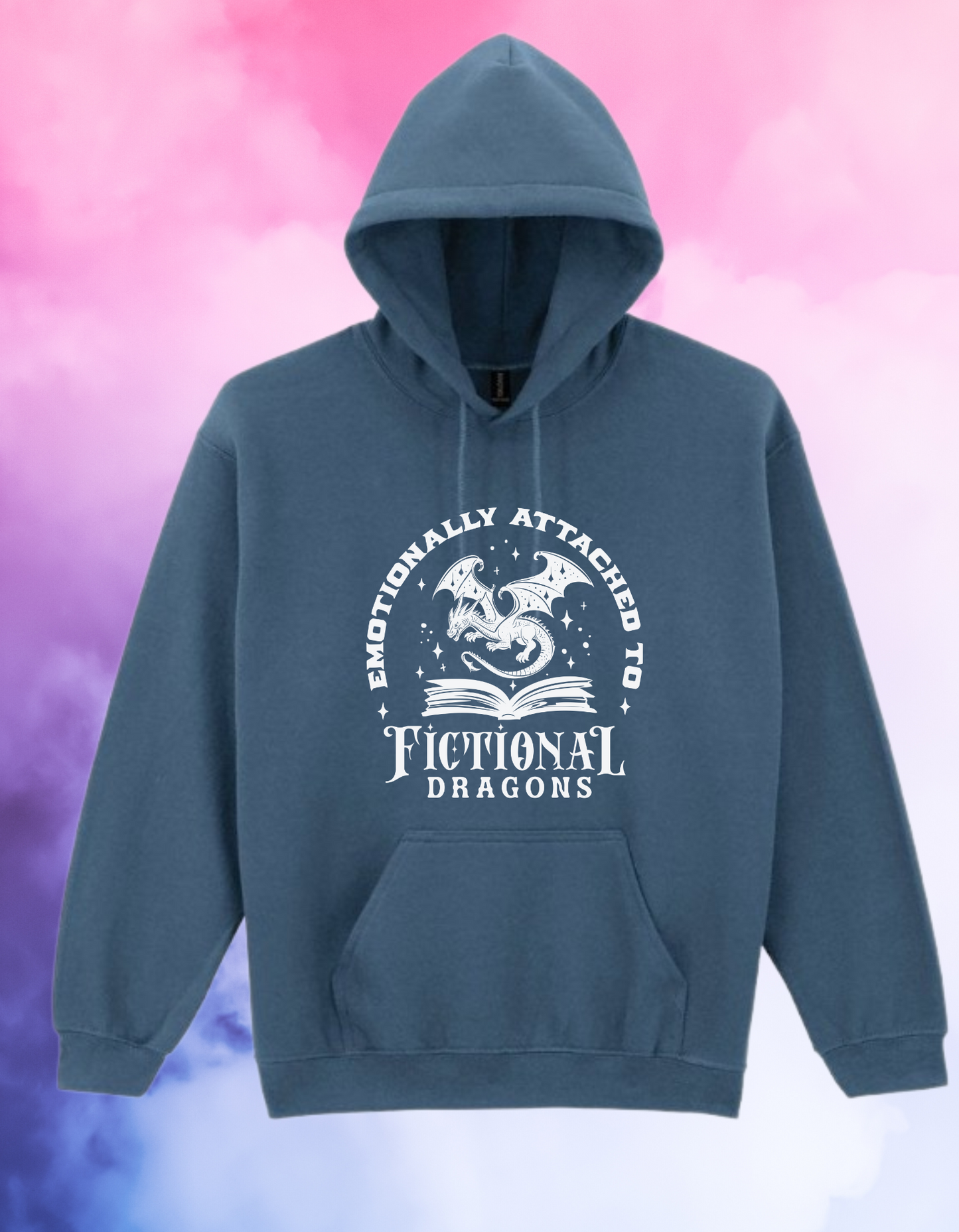Emotionally Attached to Fictional Dragons Hoodie – Fantasy Book Lover Gift – Black Gothic Hoodie for Readers – Cosy Unisex Bookish Sweatshirt