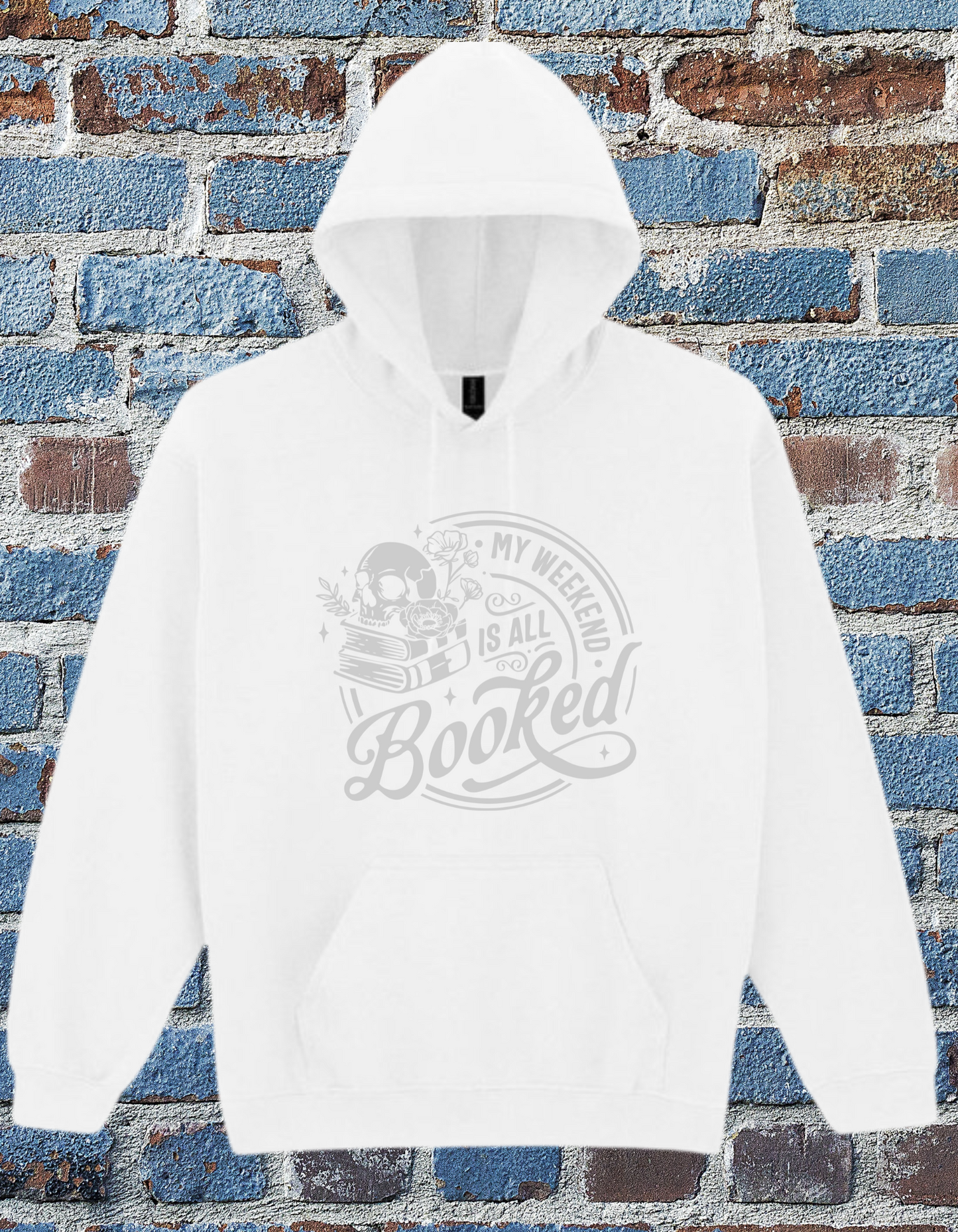 My Weekend is All Booked Hoodie –Bookish Gothic Skull Hoodie for Readers & Introverts