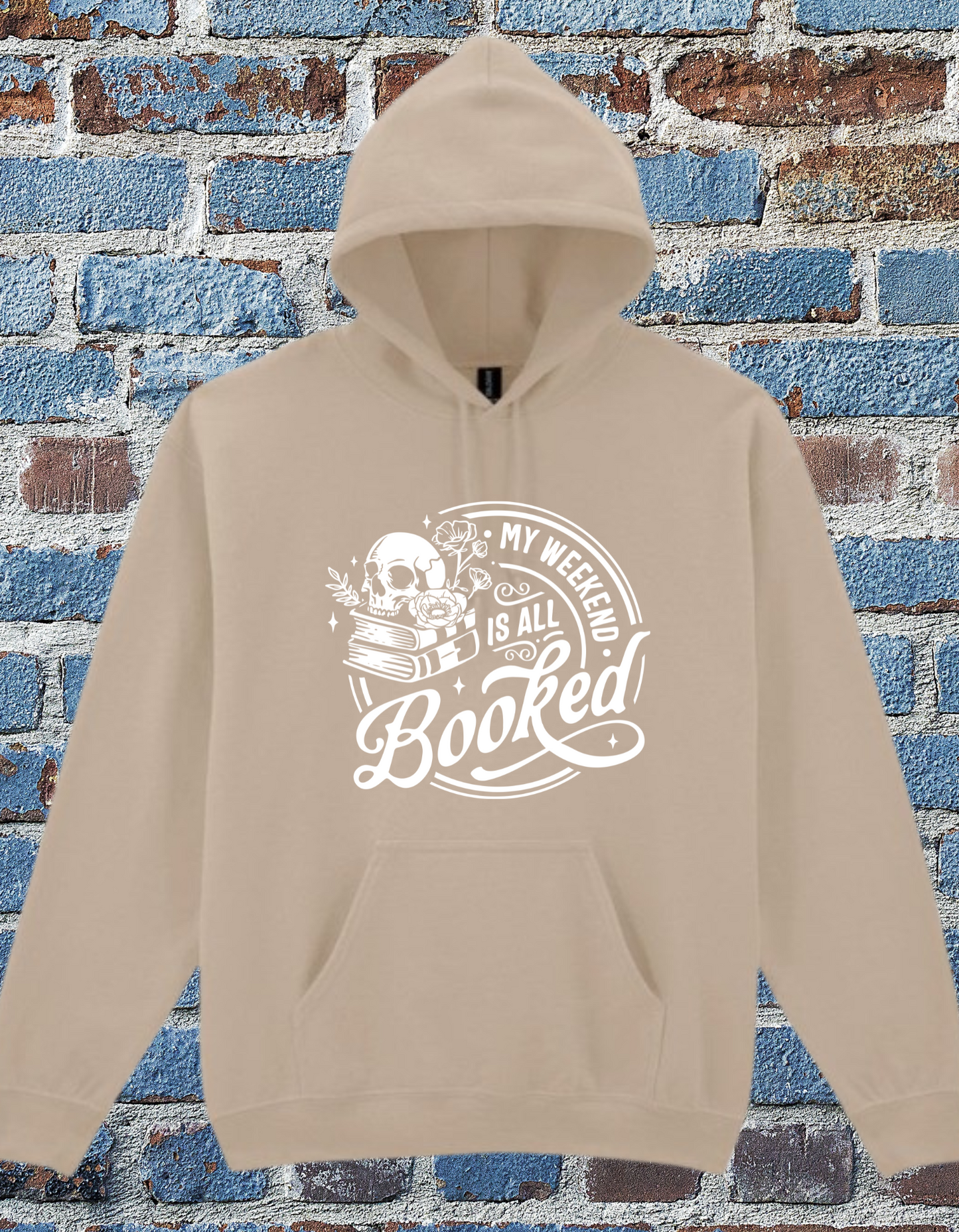 My Weekend is All Booked Hoodie –Bookish Gothic Skull Hoodie for Readers & Introverts