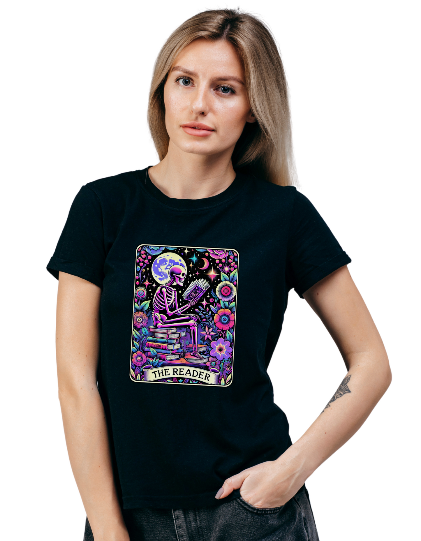 The Reader Moonlight Edition – Skeleton Book Lover T-Shirt