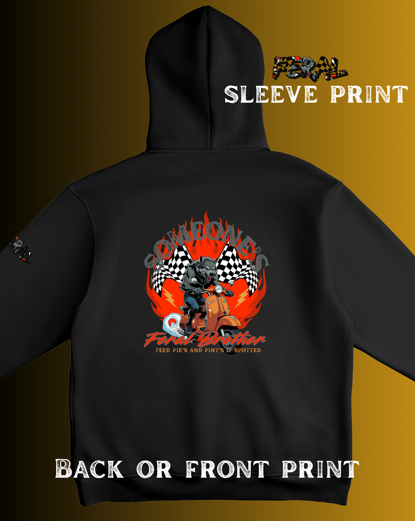 Someone’s Feral Sister Hoodie – Flames Funny Werewolf Scooter Graphic Hoodie| Feral Flames collection