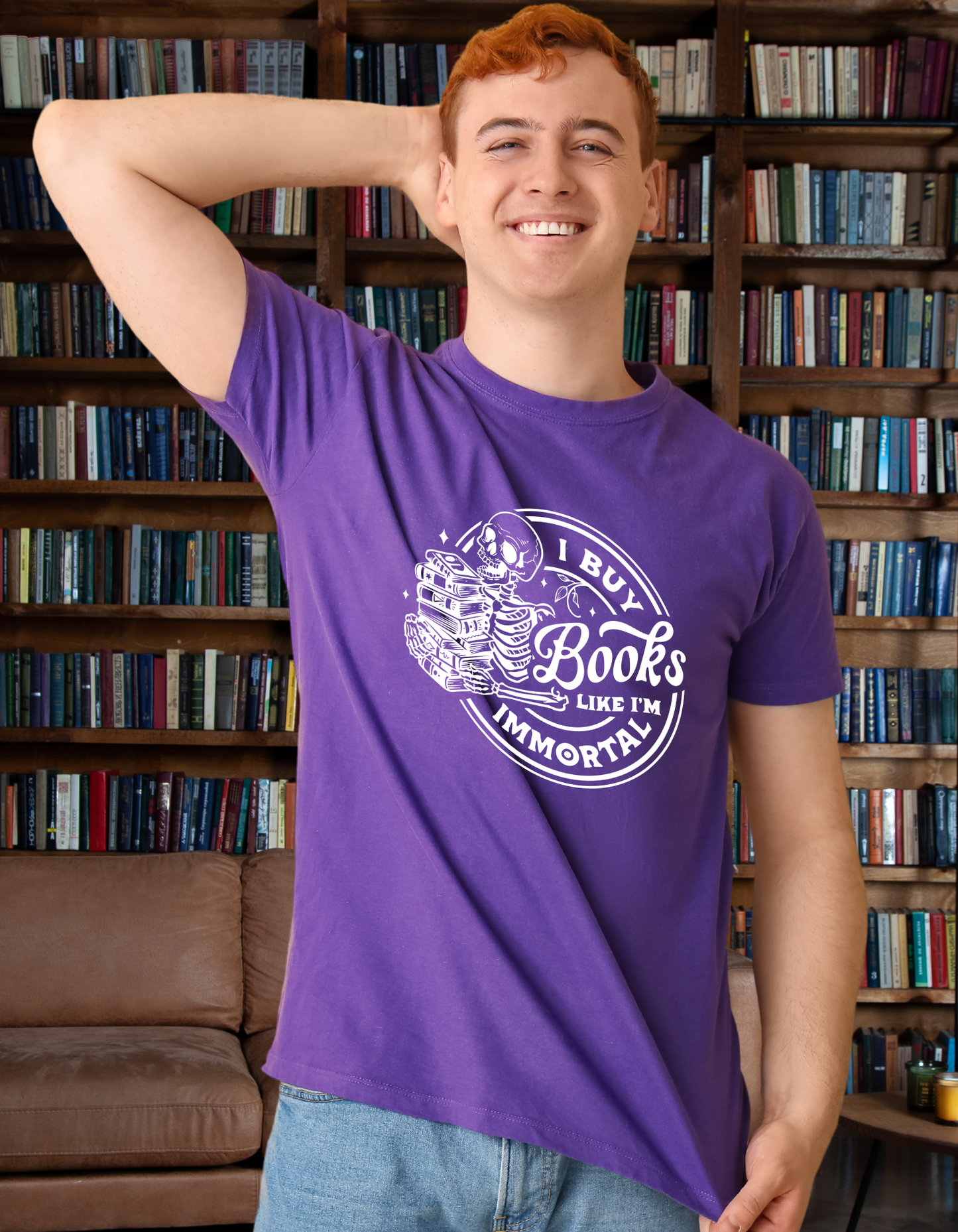 I Buy Books Like I’m Immortal T-shirt – Gothic Skull – Bookish Gift for Readers