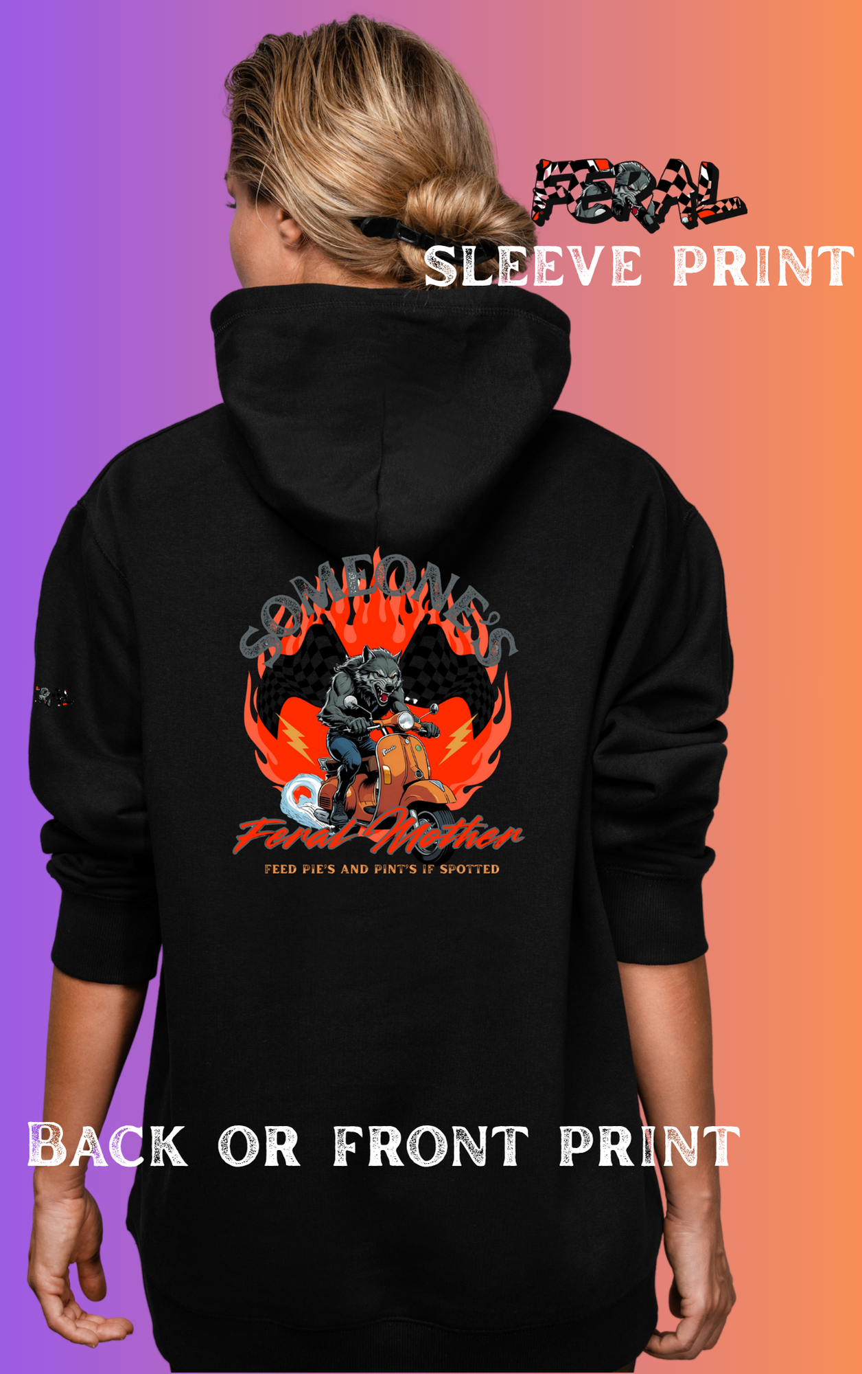 Someone’s Feral Grandad Hoodie – Flames Funny Werewolf Scooter Hoodie| Feral Flames collection