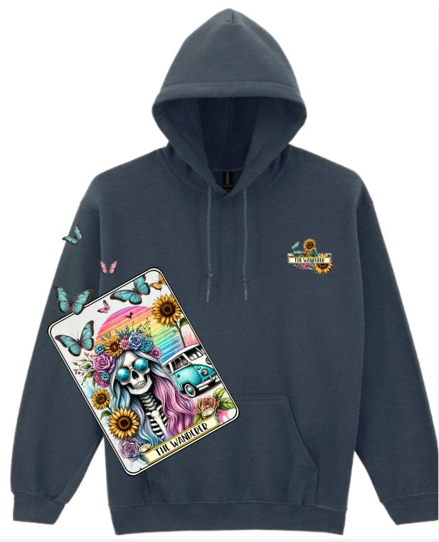 The Wanderer Hoodie | Skeleton Tarot Vanlife Design | Unisex Fit