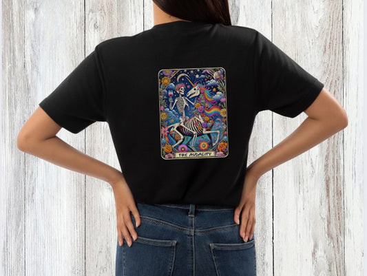 The Audacity | 100% Softstyle Cotton Tee | Skeleton & Unicorn Cosmic Tarot