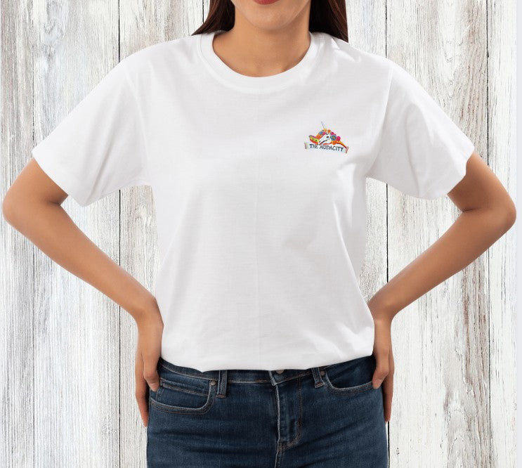 The Audacity | 100% Softstyle Cotton Tee | Skeleton & Unicorn Cosmic Tarot