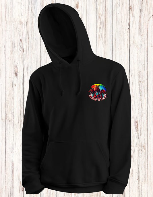 Cymru Wyllt Dragon Hoodie – Welsh Fantasy Hoodie – Rainbow Mythical Hoodie – Hiraeth Quote Unisex Sweatshirt – Welsh Gift