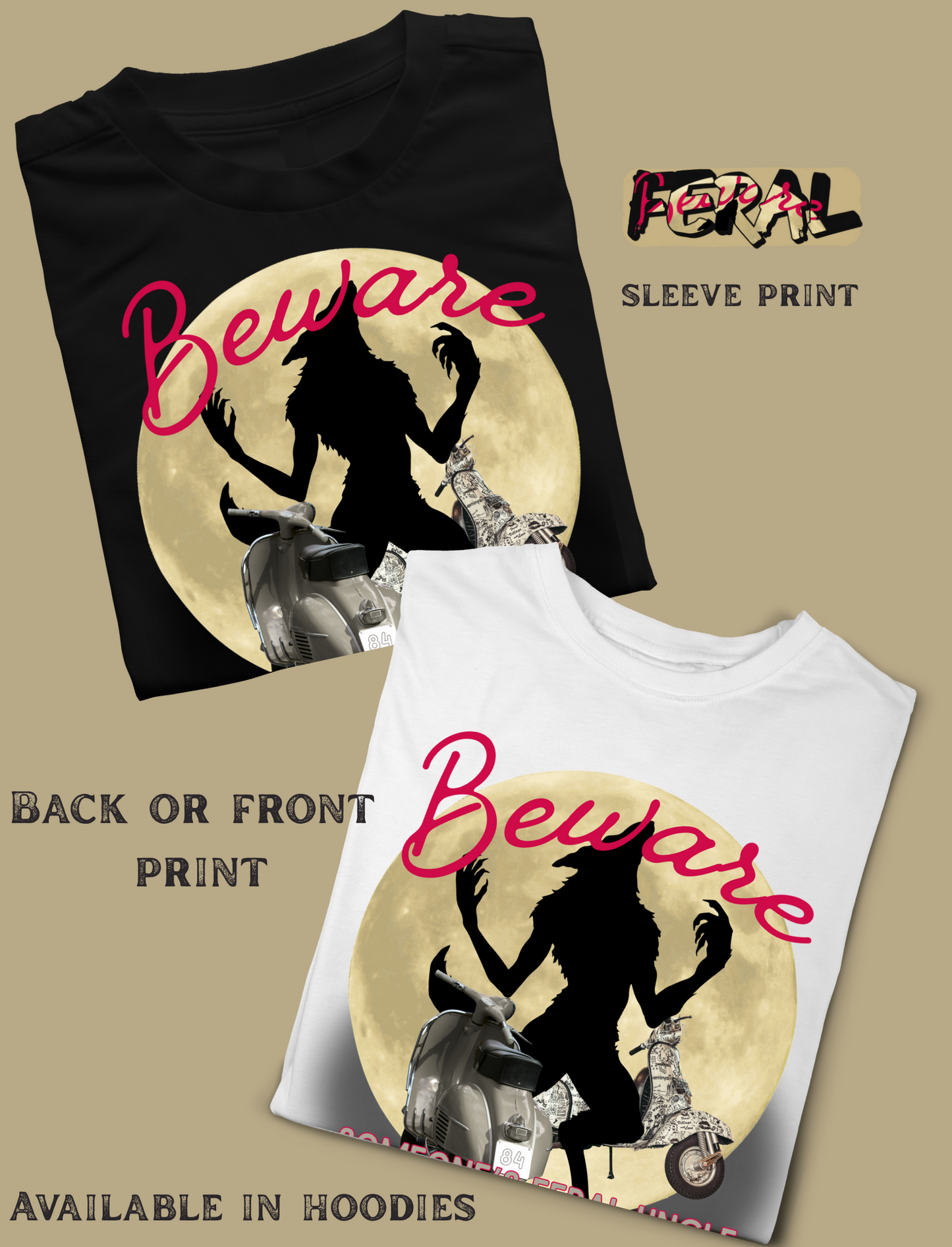 Feral Grandad/Grandma Werewolf T-Shirt – Funny Scooter Tee for Grandads/Grandmas | Feral Moon Collection