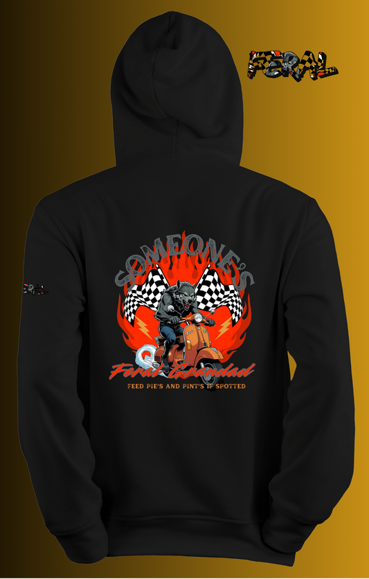 Someone’s Feral Grandad Hoodie – Flames Funny Werewolf Scooter Hoodie| Feral Flames collection