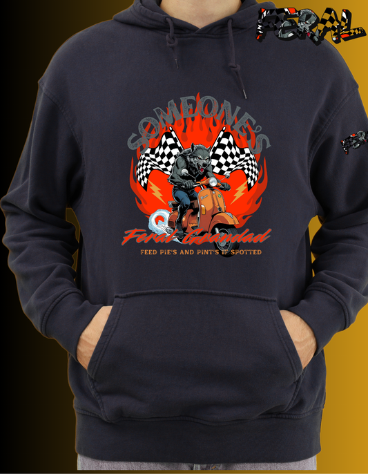 Someone’s Feral Grandad Hoodie – Flames Funny Werewolf Scooter Hoodie| Feral Flames collection