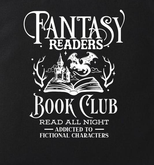 Fantasy Reader Tote Bag – Eco-Friendly 100% Cotton Book Bag for Book Dragons & Night Readers – Bookish Gift Red/Black